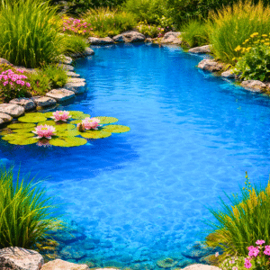 Mėlyni dekoratyviniai tvenkinio dažai 1kg dumblių ir vandens piktžolių kontrolei iki 10000 m3