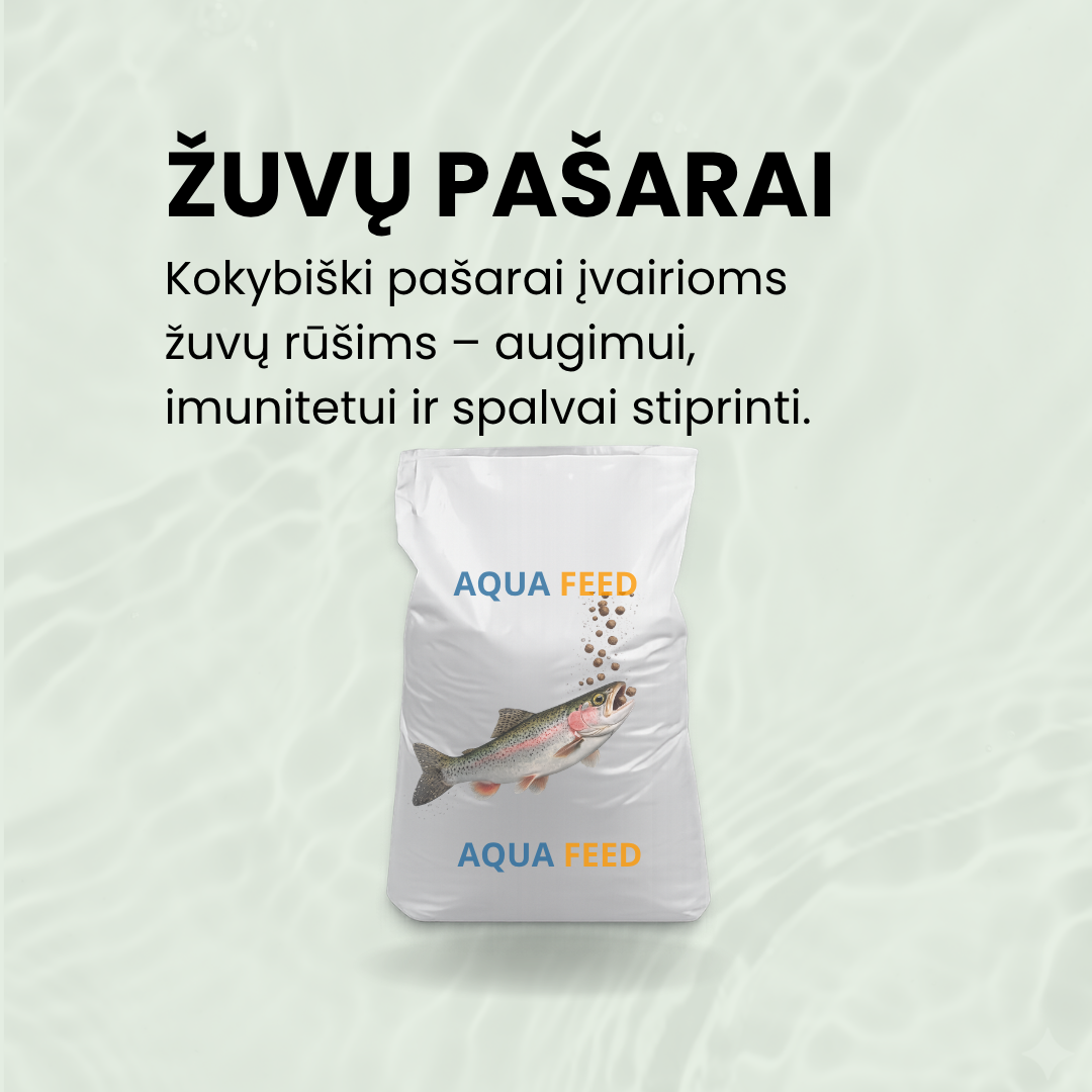 Subalansuoti pašarai žuvims, skirti sveikam augimui, gerai savijautai ir efektyviam svorio prieaugiui. Pašarai žuvims tvenkiniams subalansuotas maistas žuvų augimui ir sveikatai